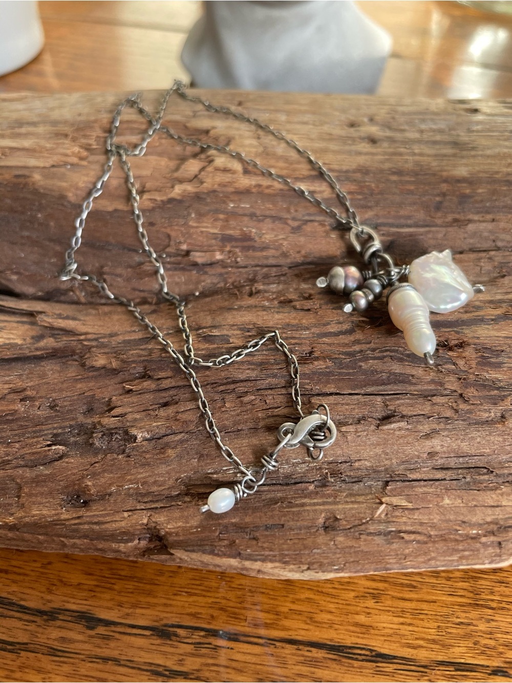 Freshwater Pearl Cluster Pendant Necklace - White Pearls